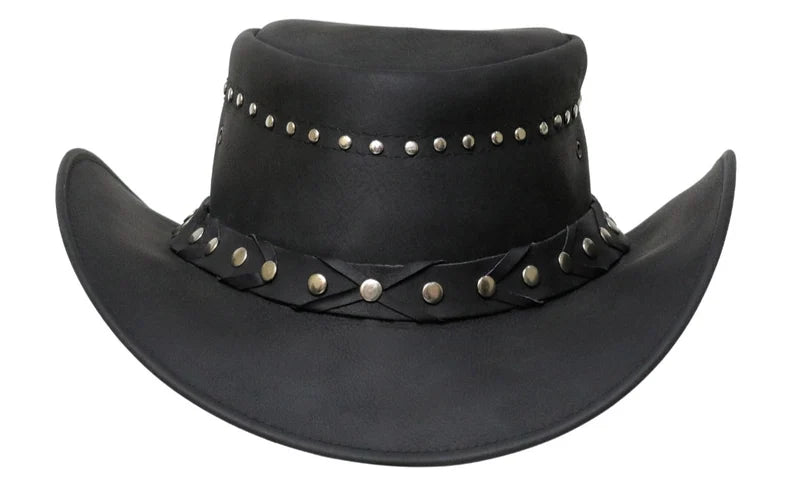 Leather Cowboy Hat Australian Stylish Black Cowboy Hat Real Cowhide Leather Stylish Band Western Leather Hat New With Tags Gifts