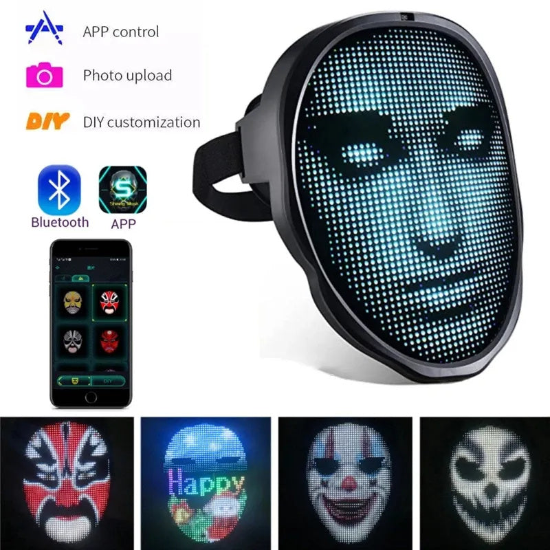 Halloween Face Masks Full Color LED Luminous Mask Face Changing Mask Party Bar Props