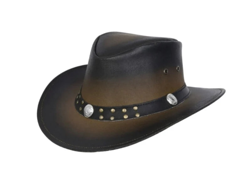 Leather Cowboy Hat Australian Stylish Shaded Brown Cowboy Hat Real Cowhide Leather Stylish Bull Band Western Leather