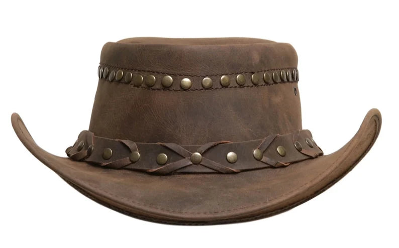 Leather Cowboy Hat Australian Stylish Brown Cowboy Hat Real Cowhide Leather Stylish Band Western Leather Hat New With Tags Gifts