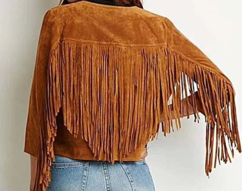 Handmade Fringe Suede Women's Jacket, Fringe Western Vintage Jacket Ladies Leather Jacket, Genuine Suede Leather