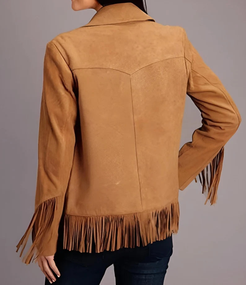 Fringe Suede Women's Jacket ,Fringes Western Vintage Jacket Ladies Leather Jacket, Genuine Suede Leather, Western Jacket