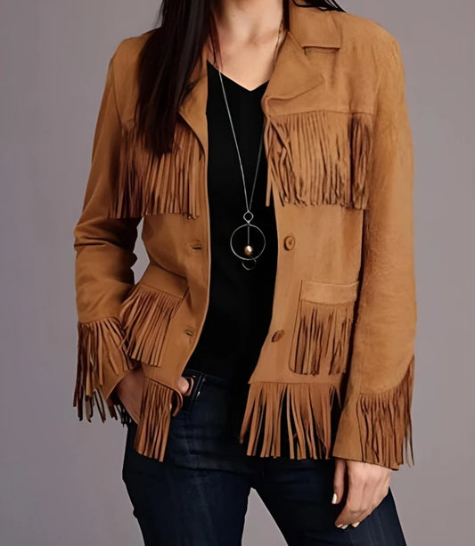 Fringe Suede Women's Jacket ,Fringes Western Vintage Jacket Ladies Leather Jacket, Genuine Suede Leather, Western Jacket