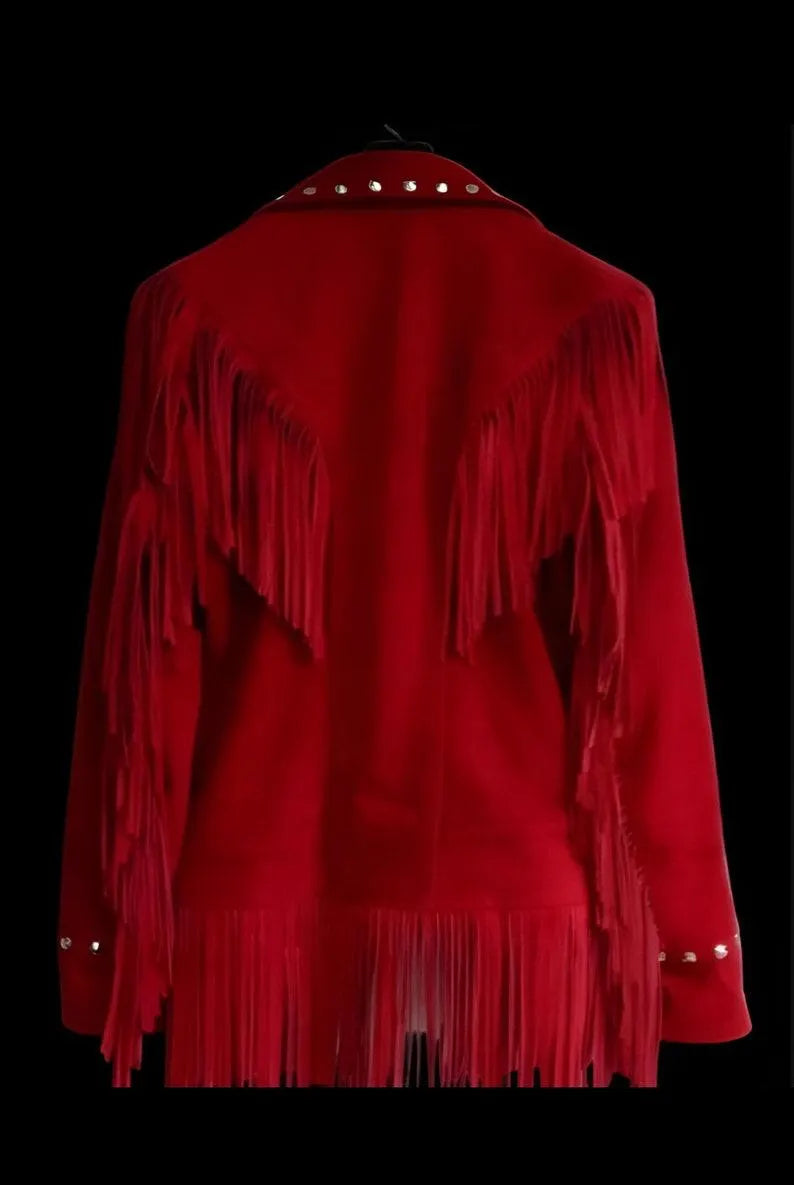 Women's Western Jacket Vintage Fringe Leather Jacket - Ladies Leather Jacket - Handmade Suede Leather Jacket Fringe Jacket